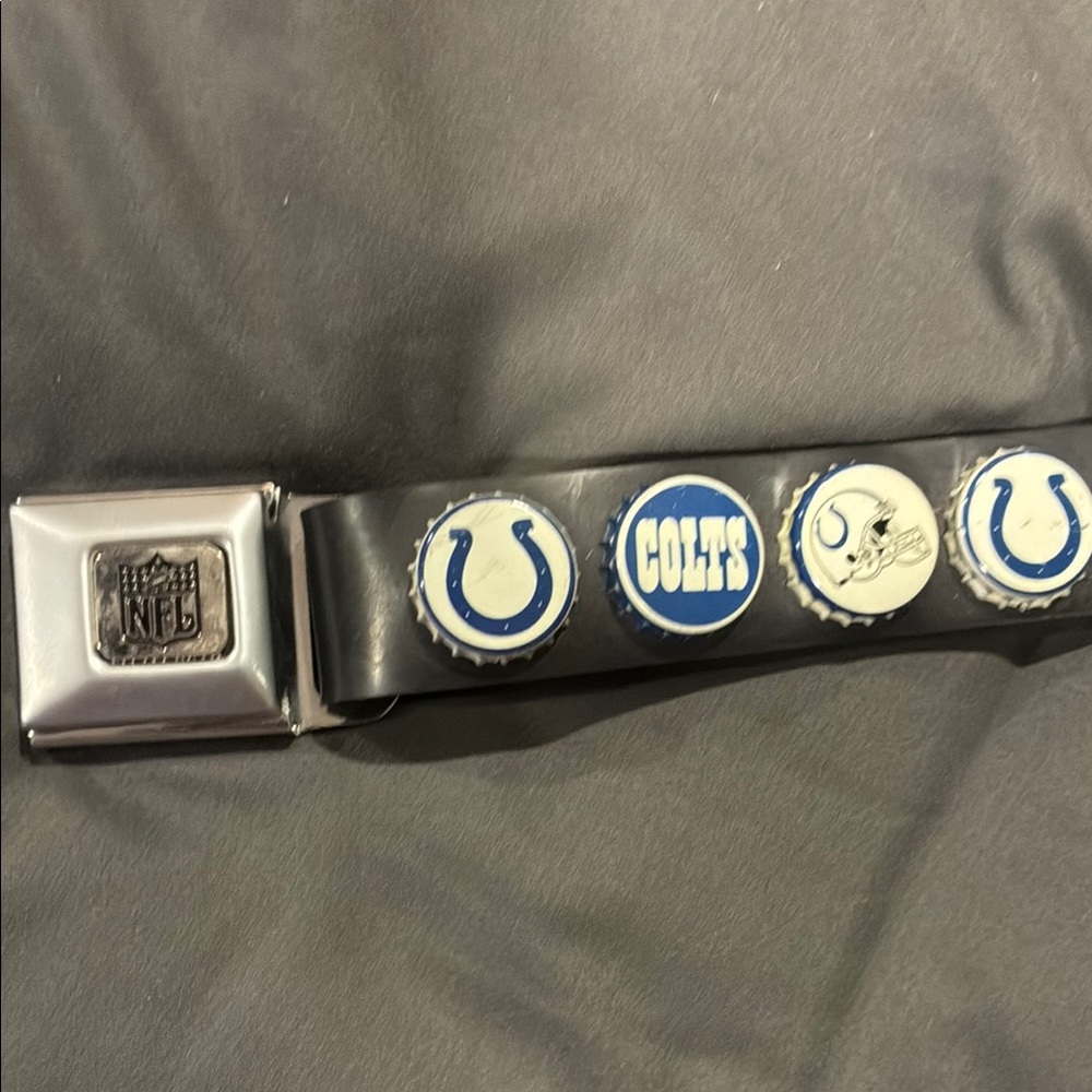 NFL Black Belt with Colts bottle caps.